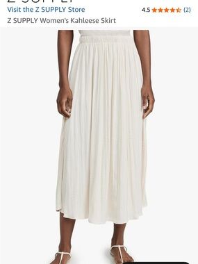 Z Supply Women's Kahleese Skirt Cream Midi Pleated Maxi Skirt